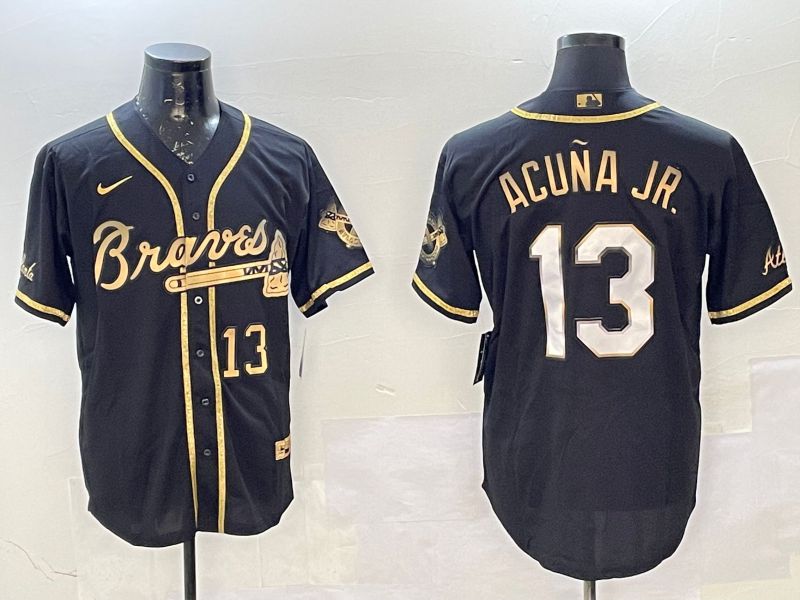 Men Atlanta Braves #13 Acuna jr Black gold Game 2025 Nike MLB Jersey style 3->philadelphia eagles->NFL Jersey